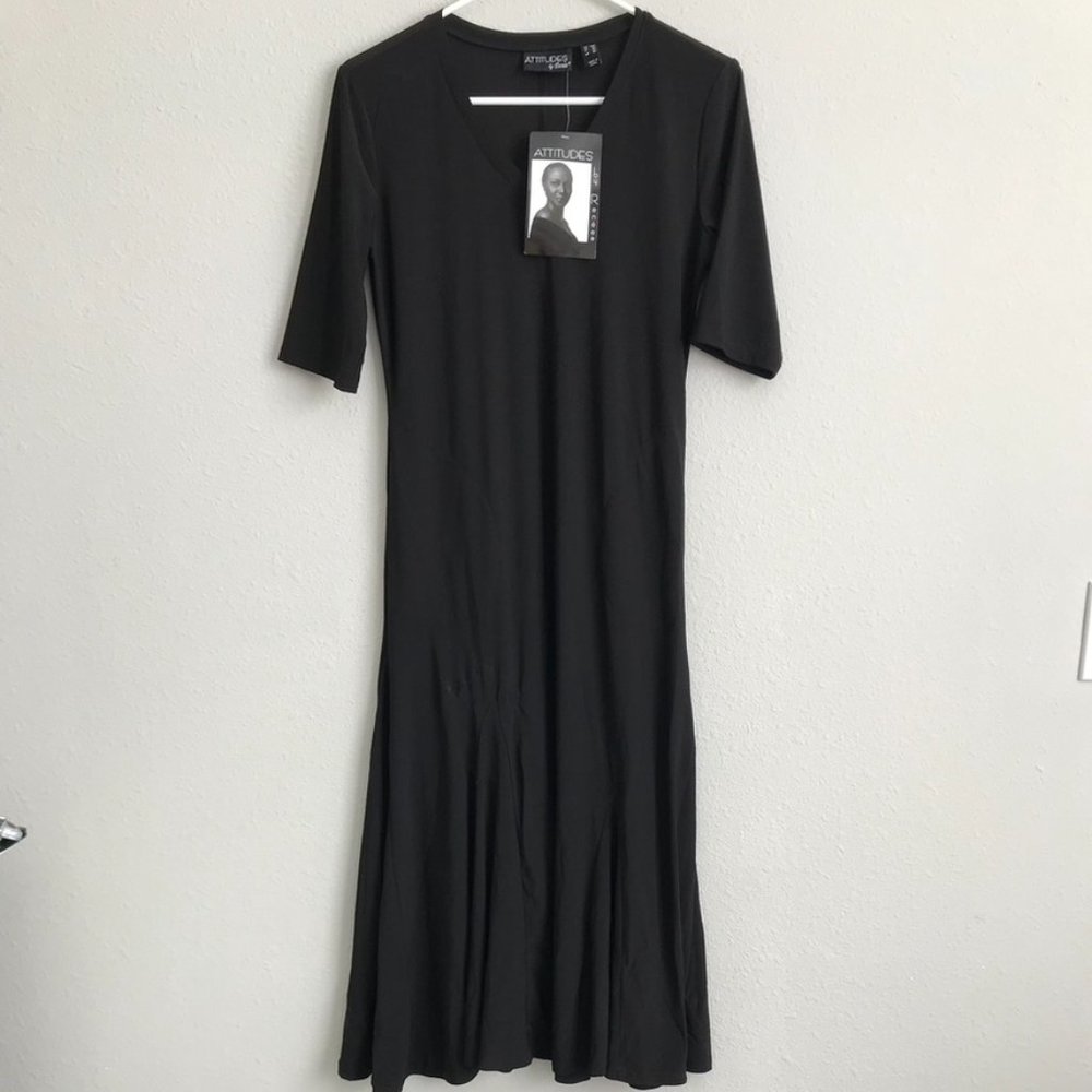 COPY - Attitudes by Renee Petite Jersey Godet Midi Dress - Sapphire (sz 3XP) a5…